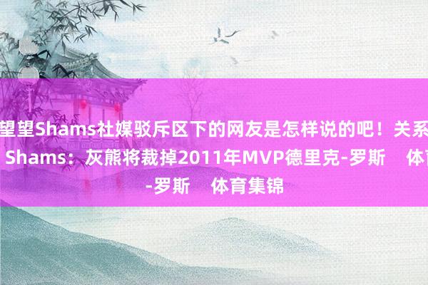 望望Shams社媒驳斥区下的网友是怎样说的吧！关系阅读：Shams：灰熊将裁掉2011年MVP德里克-罗斯    体育集锦